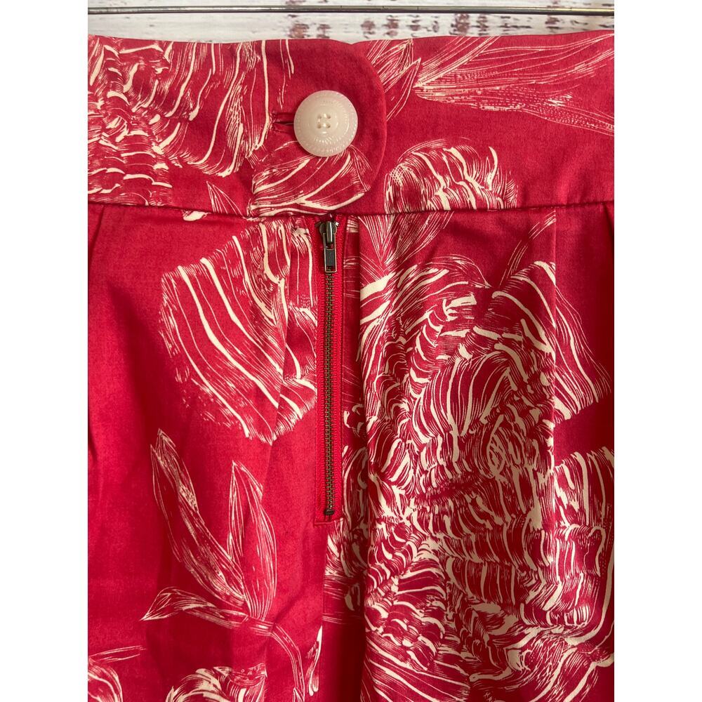 ANTHROPOLOGIE LEIFSDOTTIR FLORAL PLEATED SKIRT RED AND WHITE SIZE 8 - Picture 6 of 13